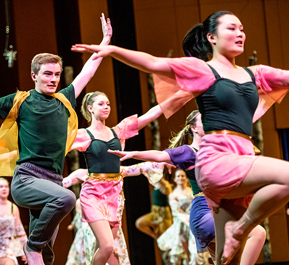 Student dancers perform at the dedication of the Woldson Center on April 11.  (GU photo)
